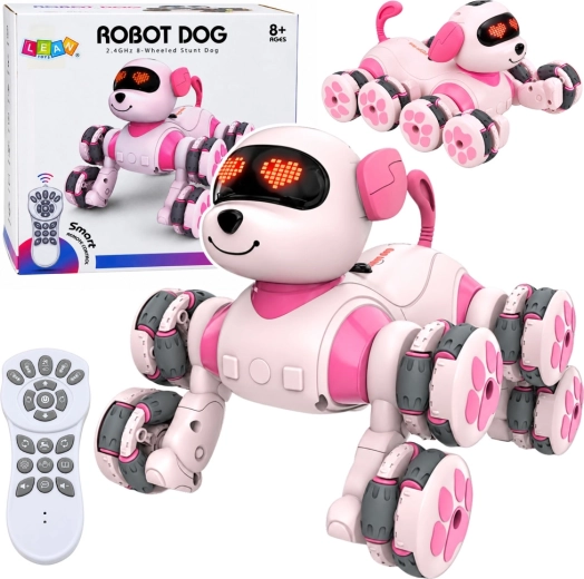 Cane robotico rosa telecomandato con 8 ruote