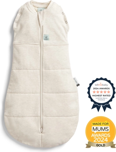 ErgoPouch Cocoon fascia swaddle e sacco nanna 2 in 1 Oatmeal Marle 2,5 TOG (6–12 mesi)
