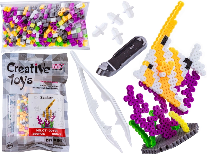 Perline da stirare 3D – sagoma pesciolino scalare e barriera corallina - 1 pezzo