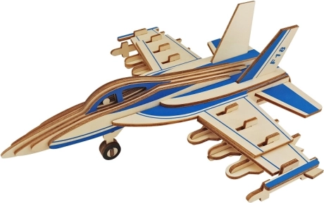 Woodcraft puzzle 3D in legno – aereo da combattimento F-18