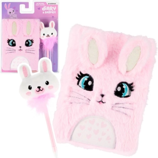 Diario in peluche con lucchetto e penna A5 con coniglietto - 1 pezzo