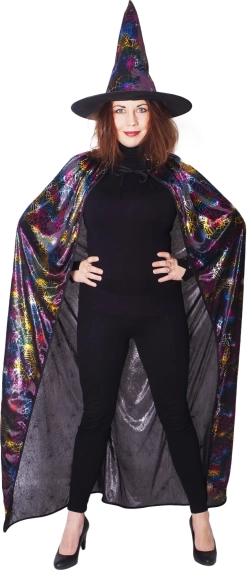 Costume da strega con mantello di ragno e cappello per adulti
