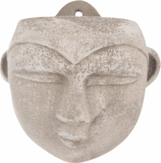 Vaso sospeso in cemento a forma di testa grigio
