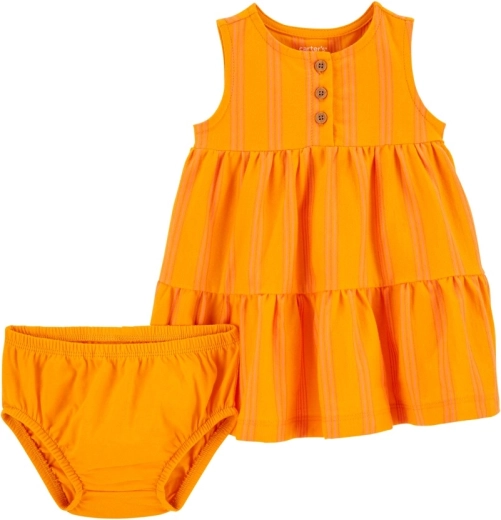 Carter's vestitino con mutandine a righe gialle per bambina