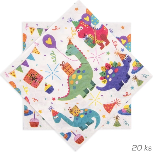 Tovaglioli di carta con motivo dinosauri 33 × 33 cm (20 pz)