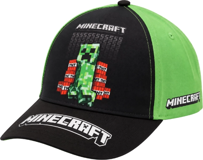 Cappellino da bambino Minecraft Creeper nero-verde 55 cm