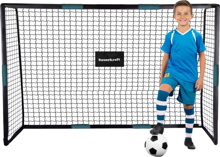 Porta da calcio in acciaio Bauerkraft con rete da allenamento 180 × 120 × 60 cm nero-blu