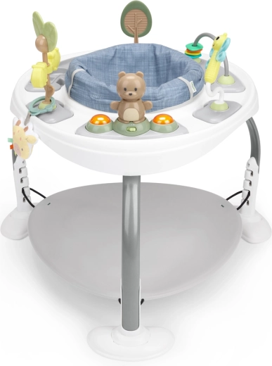 Centro attività e tavolino da gioco 2 in 1 Ingenuity Bounce to Bloom Chambray