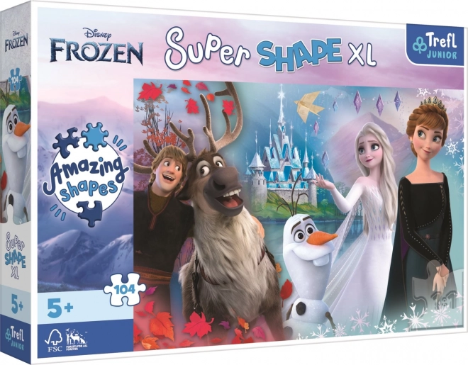 Puzzle 104 pezzi XL Super Shape Frozen – il mondo allegro di Anna ed Elsa
