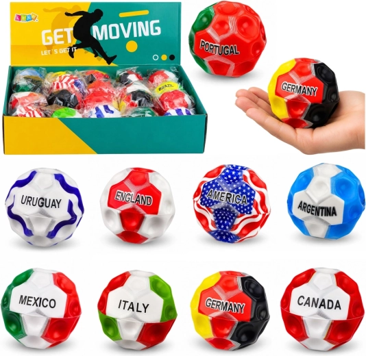 Pallina antistress in schiuma con fossette – motivo bandiere, 7 cm - 1 pezzo