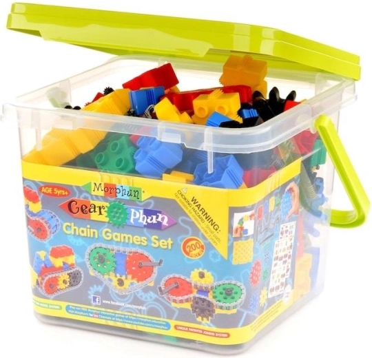 Set di costruzione MORPHUN GearPhun – ingranaggi e catene, 200 pezzi