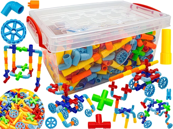 Set di costruzioni con tubi colorati (circa 340 pezzi)