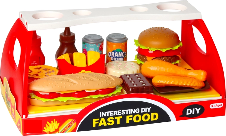 Set fast food: hamburger e baguette con accessori