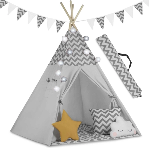 Teepee per bambini con lucine Nukido – grigio