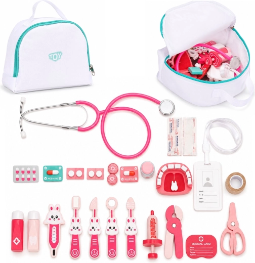 Set da dottore in legno con borsa medica per bambini 26 pezzi Ecotoys
