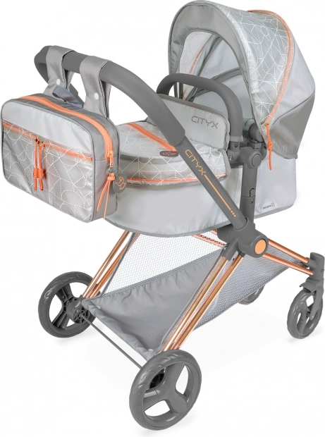 Passeggino pieghevole per bambole 3 in 1 con zainetto City X, 73 cm