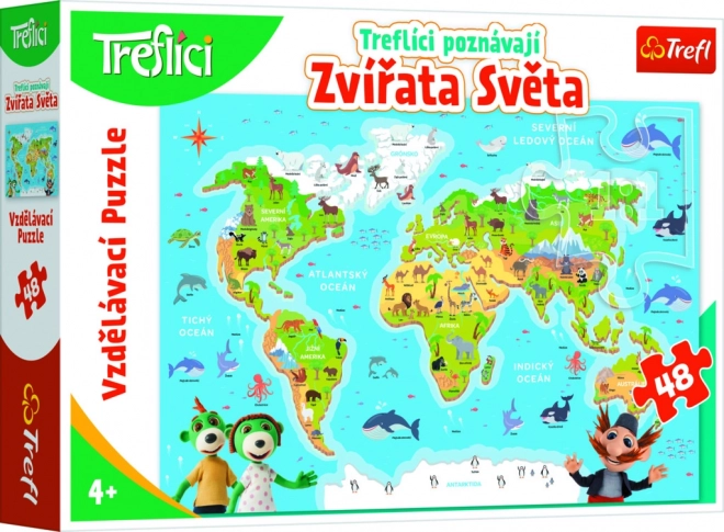Puzzle Treflíci Scoprono gli Animali del Mondo 48 Pezzi