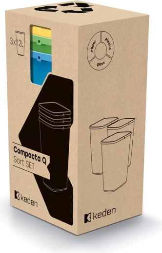 Cestini per la raccolta differenziata Compacta Q Sort set 3×12 l