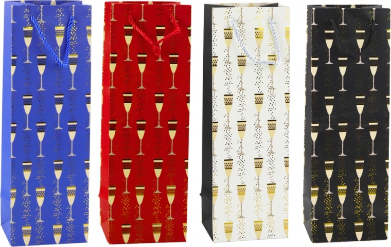 Busta regalo per bottiglia con motivo di calici 36 × 12 × 10 cm