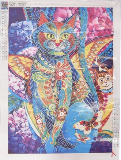 Diamond painting Gatto luminoso 30 × 40 cm