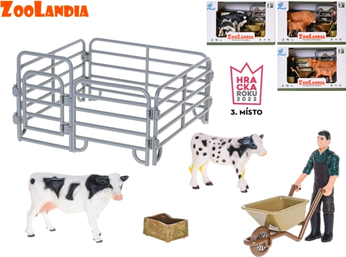 Zoolandia fattoria – mucca con vitellino e accessori, 4 tipi