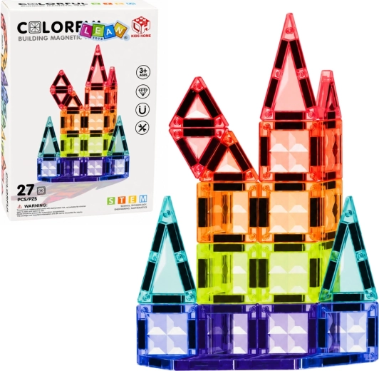 Costruzioni magnetiche – pannelli magnetici 3D trasparenti colorati STEM (27 pezzi)