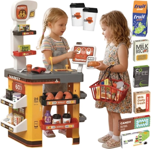 Supermercato interattivo Woopie per bambini con cassa e accessori