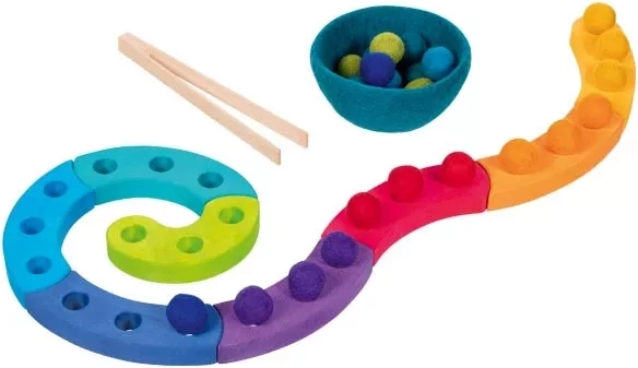 Ordinamento di palline in feltro – spirale in legno di acero