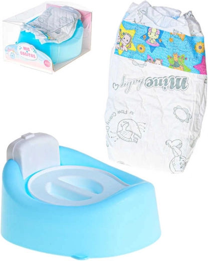 Set da gioco per bambola: vasino e pannolino con suono a batterie