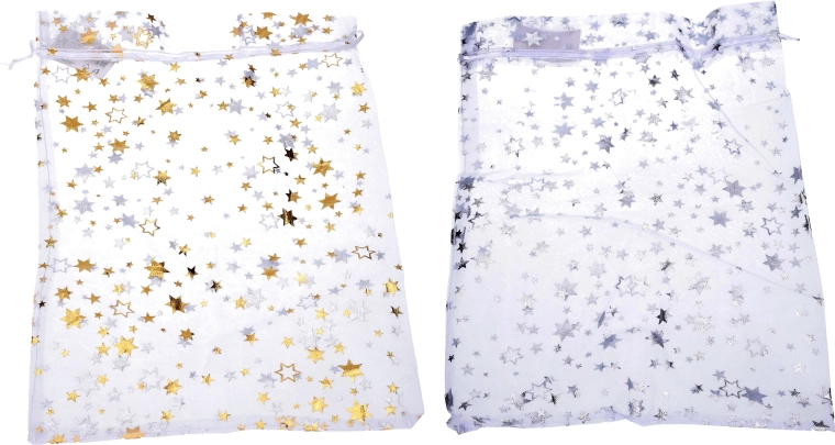Sacchetto in organza con stelle 17 × 23 cm – confezione regalo natalizia