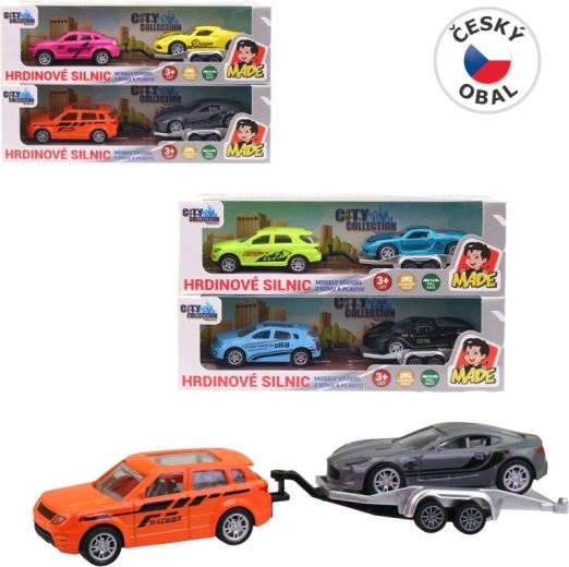 Auto con rimorchio e auto 19 cm
