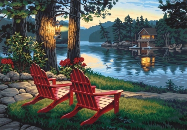 Norimpex pittura con diamanti Sosta in riva al lago 30 × 40 cm