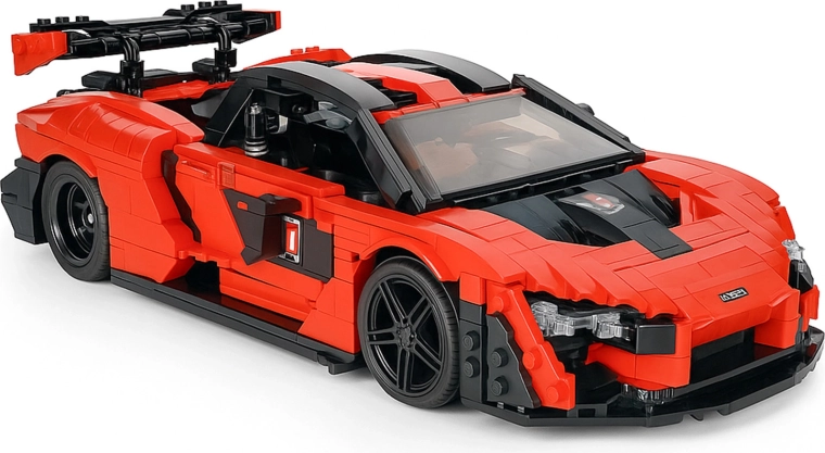Set di costruzione auto sportiva arancione 1372 pezzi