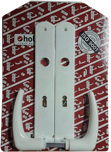 Maniglia per porta Classica con placca XXL, bianca, per serratura a mappa 90 mm