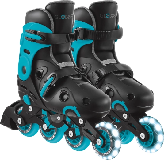 Globber Go Skates Lights pattini in linea per bambini con ruota anteriore luminosa LED nero-blu 34–37