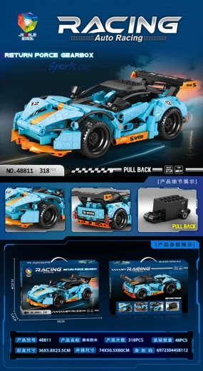 Kit di costruzione auto sportiva blu 318 pezzi