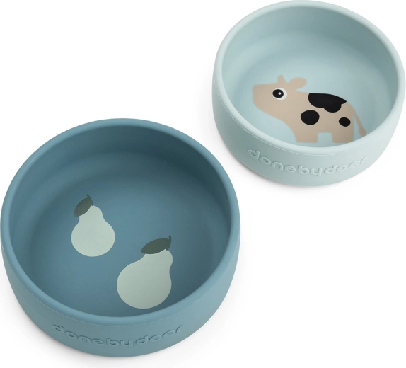 Done by Deer set di ciotole in silicone Dotti blu 2 pz