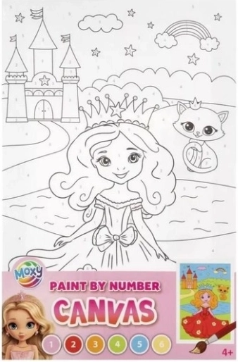 Pittura con i numeri per bambini – principessa al castello 30 × 19 cm