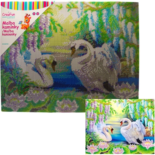 Pittura con diamanti – cigni 40 × 50 cm