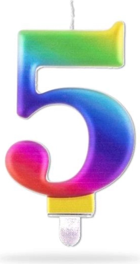 Candela numero 5 infilzabile arcobaleno 7,5 cm