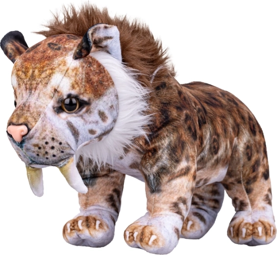 Tigre dai denti a sciabola in peluche 40 cm – giocattolo realistico in piedi