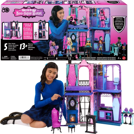Monster High Boo-tique Hotel – casetta hotel spettrale pieghevole con mobili e accessori
