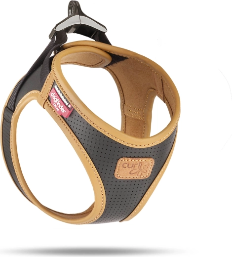 Pettorina Curli in pelle di mela, nera XS (3–5 kg)