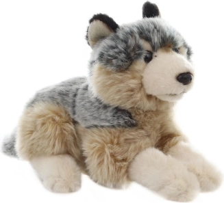 Lupo di peluche sdraiato 22 cm