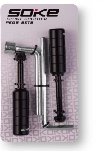 Peg neri Soke per monopattino 2 pz con chiavi di montaggio