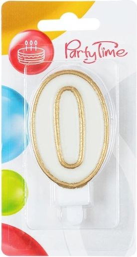 Candela di compleanno dorata numero 0