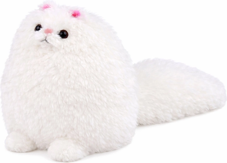 Gatto di peluche con coda lunga, bianco 30 x 30 cm
