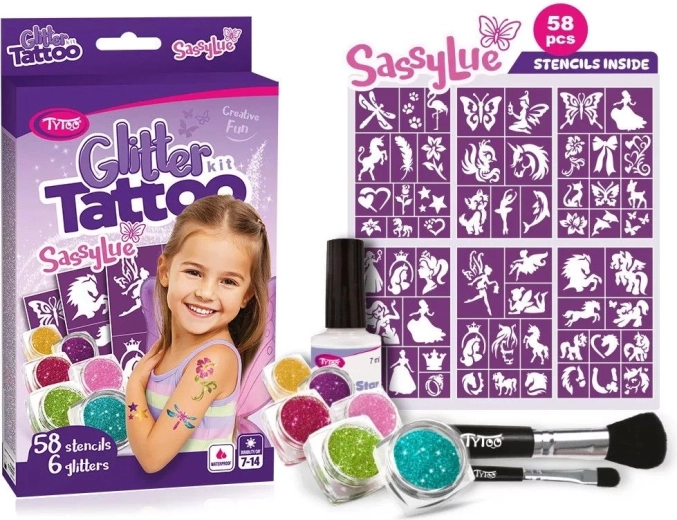 SassyLue grande set di tatuaggi glitterati per bambine