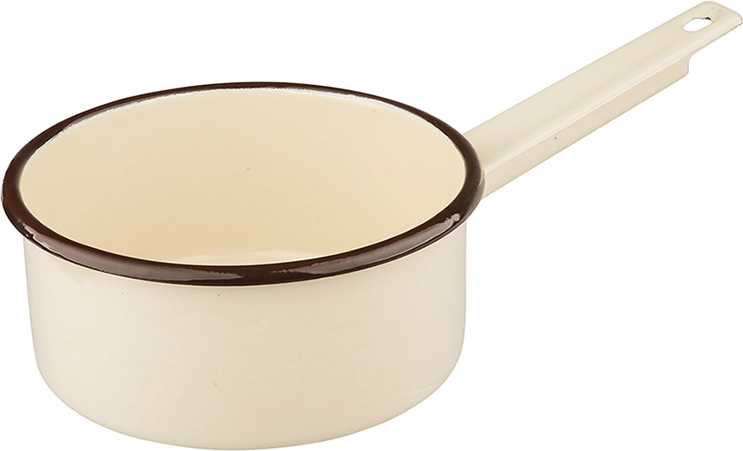 Silesia Rybnik pentolino smaltato con manico 1 l, color crema