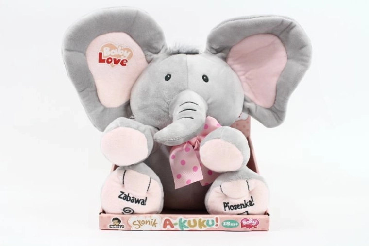 Elefante di peluche interattivo A Cucù 24 cm con canzoncina